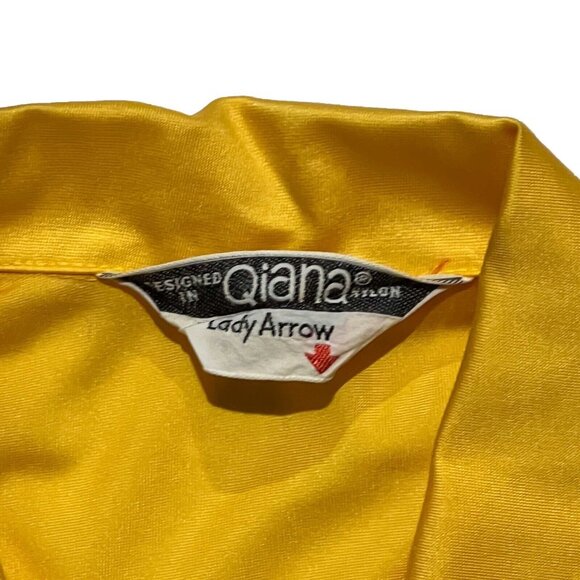 Qiana Lady Arrow Women Yellow Long Sleeve Collared Button Up Shirt Sz Large - Picture 3 of 4
